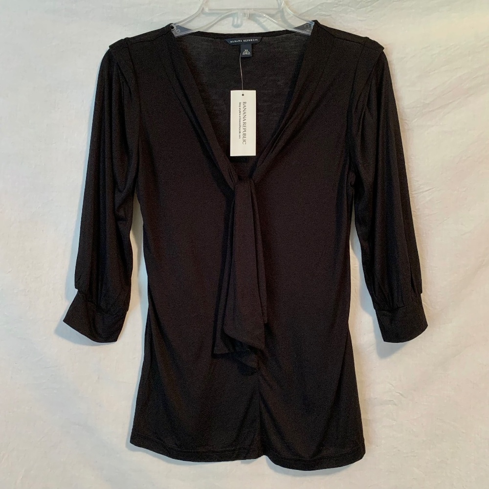 Banana Republic V-Neck Stretch Tie Top 3/4 Sleeve Size XS
